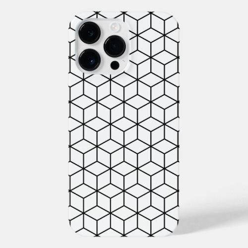 3D Cubes Geometric Black Line on White Pattern iPhone 14 Pro Max Case