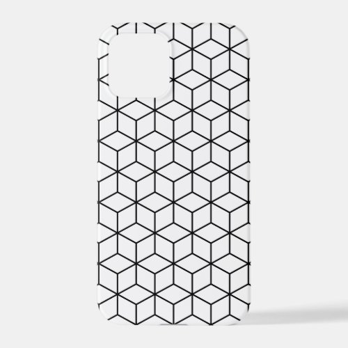 3D Cubes Geometric Black Line on White Pattern iPhone 12 Pro Case