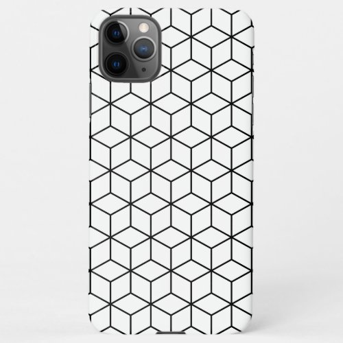 3D Cubes Geometric Black Line on White Pattern iPhone 11Pro Max Case