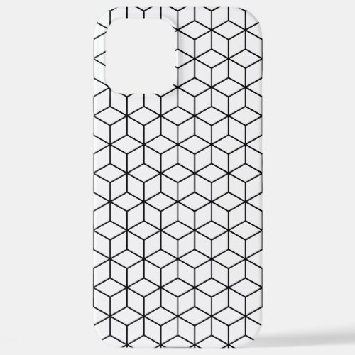 3D Cubes Geometric Black Line on White Pattern iPhone 12 Pro Max Case