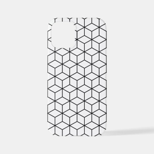 3D Cubes Geometric Black Line on White Pattern iPhone 12 Mini Case