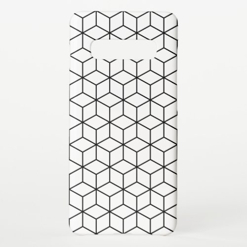 3D Cubes Geometric Black Line on White Pattern Samsung Galaxy S10 Case