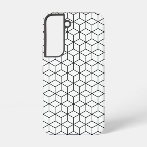 3D Cubes Geometric Black Line on White Pattern Samsung Galaxy S22 Case