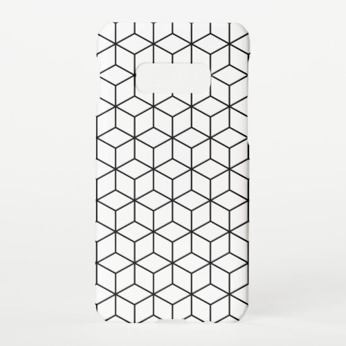 3D Cubes Geometric Black Line on White Pattern Samsung Galaxy S10E Case