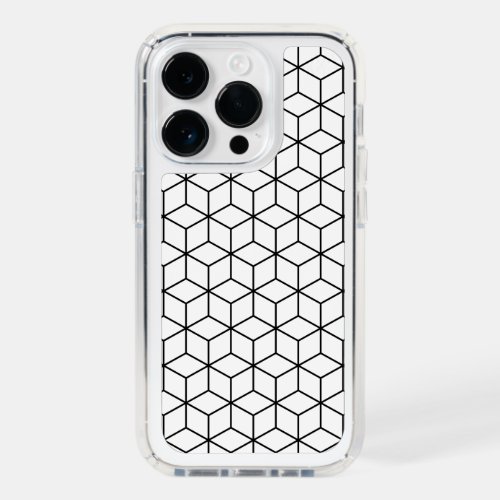 3D Cubes Geometric Black Line on White Pattern Speck iPhone 14 Pro Case