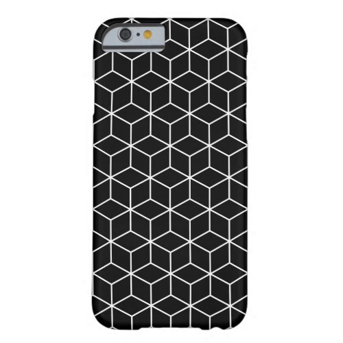 3D Cubes Geometric White Line on Black Pattern Barely There iPhone 6 Case