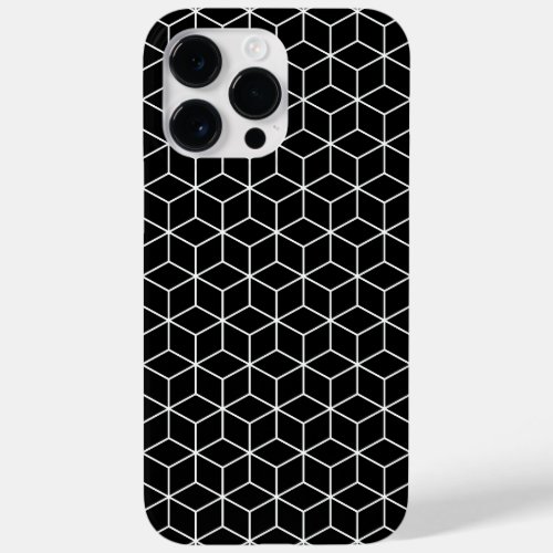 3D Cubes Geometric White Line on Black Pattern Case_Mate iPhone 14 Pro Max Case