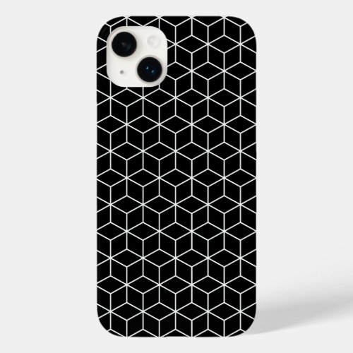 3D Cubes Geometric White Line on Black Pattern Case_Mate iPhone 14 Plus Case