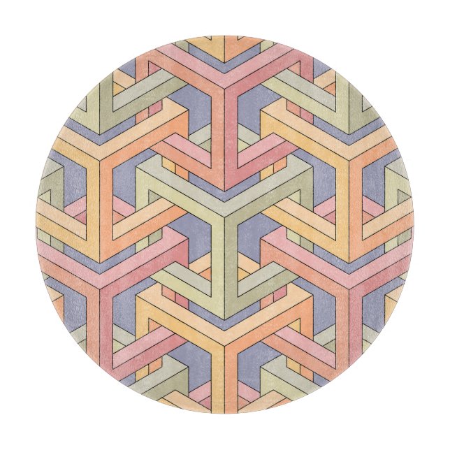 3D Cubes, Optical Illusion Pattern. Cutting Board (Front)