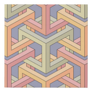 3D Cubes, Optical Illusion Pattern. Faux Canvas Print