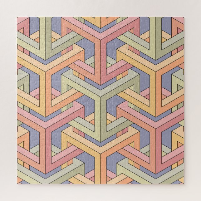 3D Cubes, Optical Illusion Pattern. Jigsaw Puzzle (Vertical)