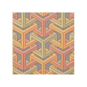 3D Cubes, Optical Illusion Pattern. Wood Wall Art