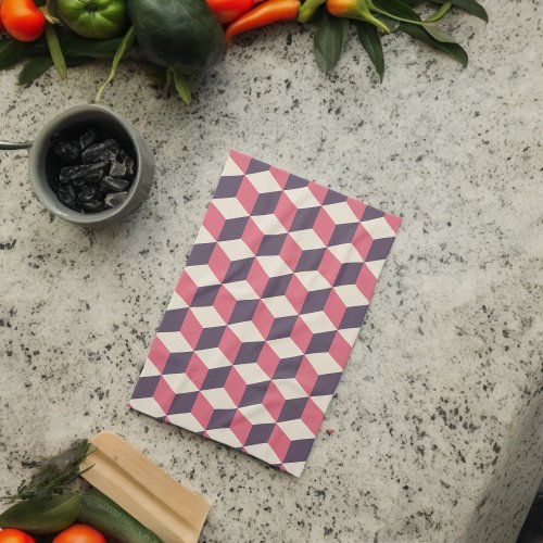 3d Cubes Pattern Kitchen Towel
