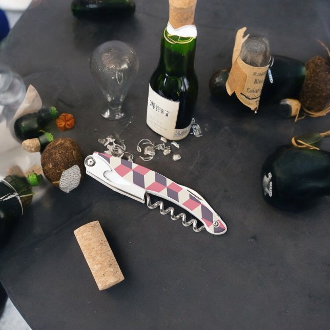 3d Cubes Pattern Waiter's Corkscrew (Corkscrew Bottle Opener)