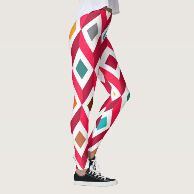 3D Cubes Pink Leggings (Right)