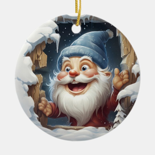 3D Customized Joyful Santa Ceramic Ornament (Front)