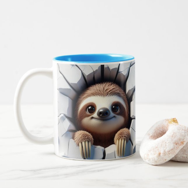 3D Cute Baby Sloth Hot Cocoa Coffee Animals Mug (With Donut)