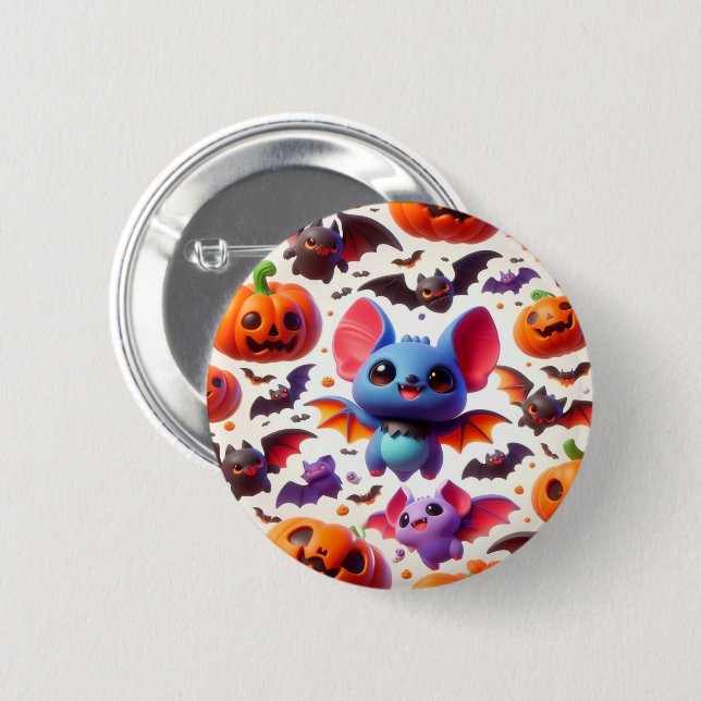 3D cute bats halloween Button (Front & Back)