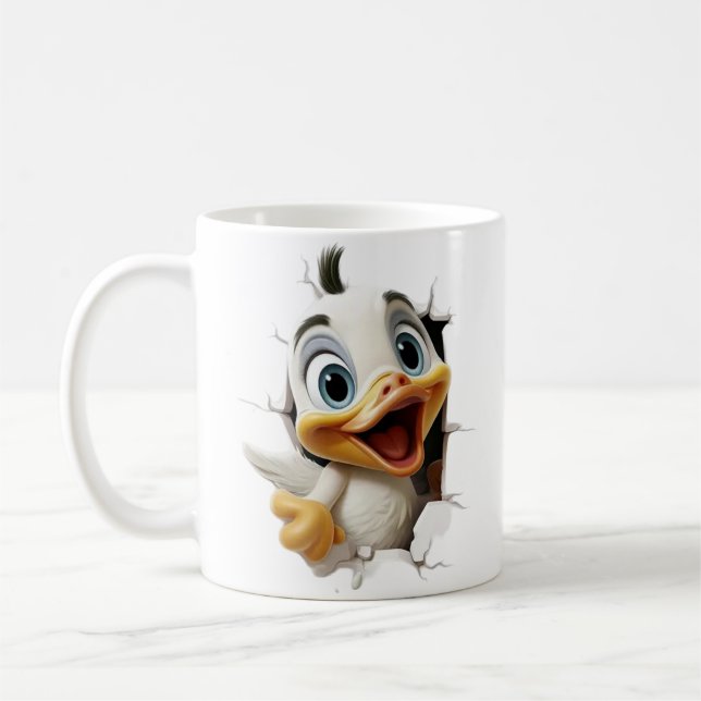 3D Cute Cartoon Duckling Bursting Coffee Mug (Left)