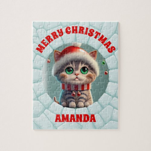 3D Cute Cat Christmas Personalized Kids  Jigsaw Puzzle
