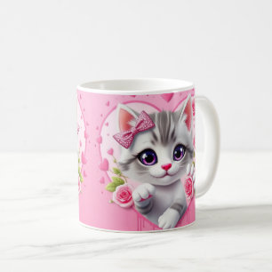 3d cute cat mug wrap design