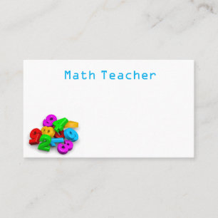 3D cute colorful numbers math teacher Business Card