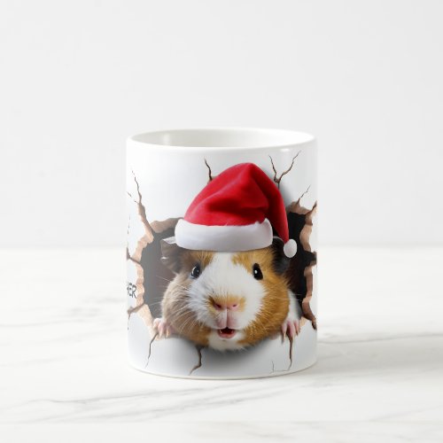 3D Cute Guinea pig with Santa Hat Coffee Mug
