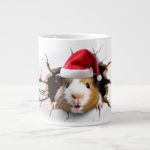 3D Cute Guinea pig with Santa Hat Giant Coffee Mug