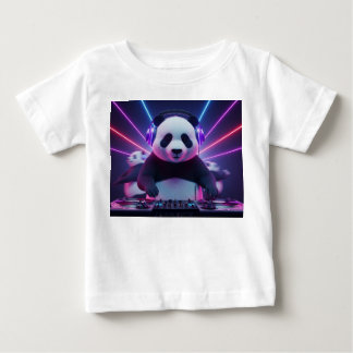 3D Cute Panda DJ in Neon Nightclub Baby T-Shirt