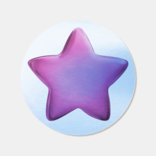 3D Cute Pink Jelly Award Achievement Medal Star Classic Round Sticker