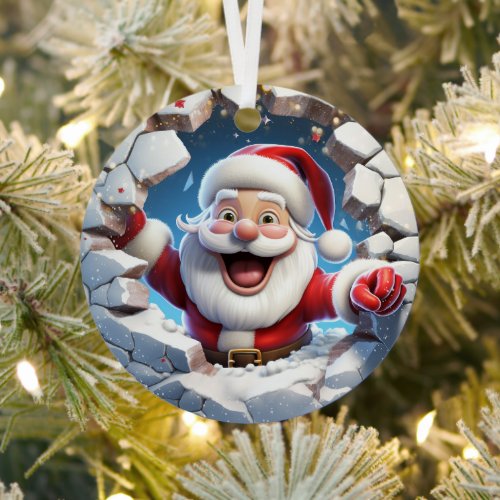 3D Cute Santa Festive Winter Christmas Metal Ornament