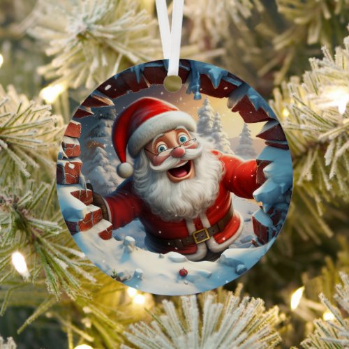 3D Cute Santa Festive Winter Christmas Metal Ornament