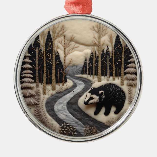 3D Cute Woodland Animal Chirstmas  Metal Ornament (Front)