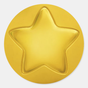 3D Cute Yellow Jelly Award Achievement Medal Star Classic Round Sticker