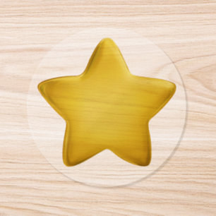3D Cute Yellow Jelly Award Achievement Medal Star Classic Round Sticker