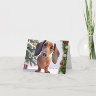 3D Dachshund Animated Christmas Card