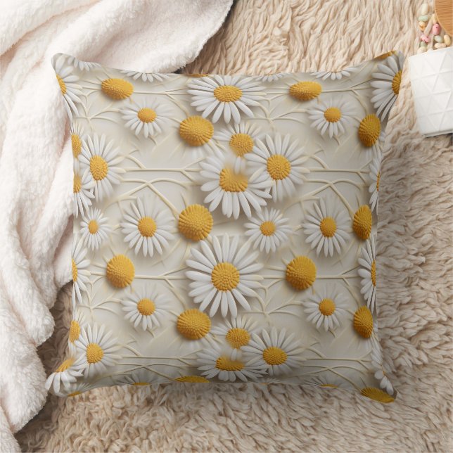 3d daisies white and yellow throw pillow (Blanket)