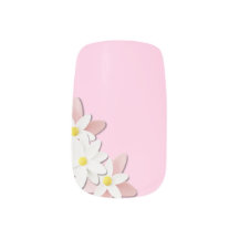 3D Daisy Flowers with Pastel Pink Nail Art