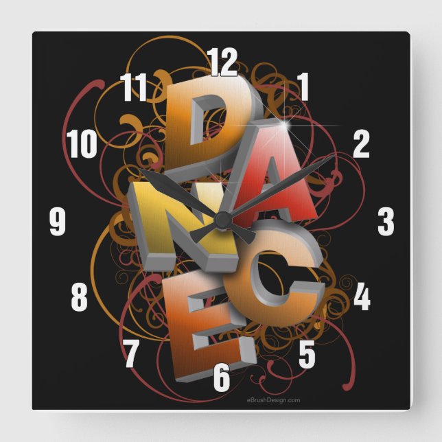 3D Dance (fall) Square Wall Clock (Front)