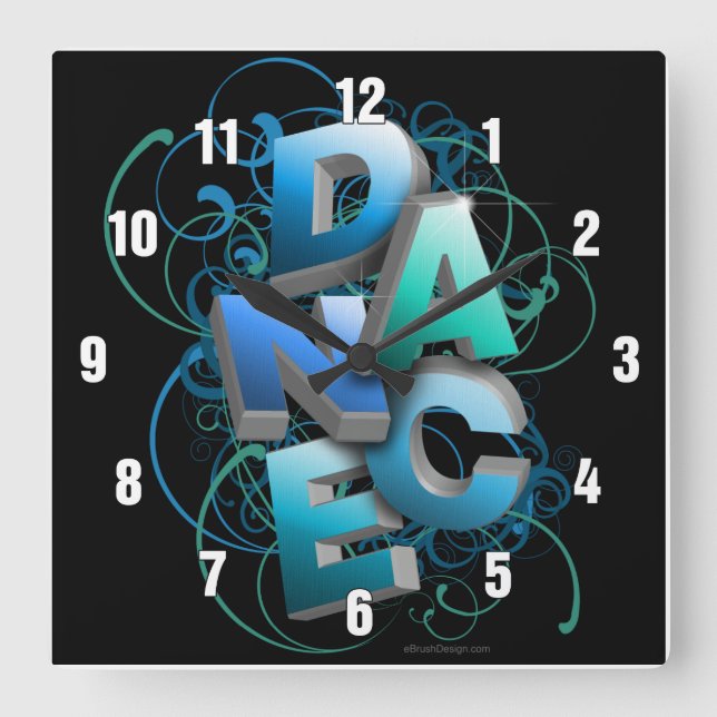3D Dance (spring) Square Wall Clock (Front)