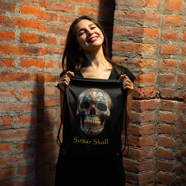 3D Day of the Dead skull, custom Drawstring Bag (Creator Uploaded)