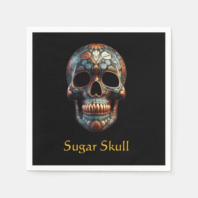 3D Day of the Dead skull, custom Napkins (Front)