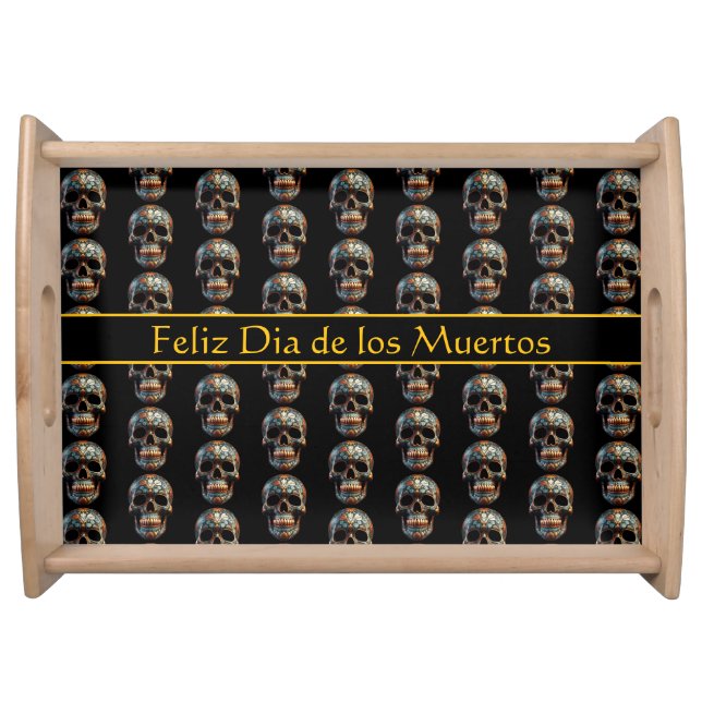 3D Day of the Dead skull, custom Serving Tray (Front)