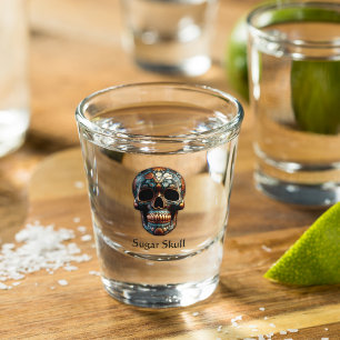 3D Day of the Dead skull, custom Shot Glass