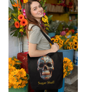 3D Day of the Dead skull, custom Tote Bag