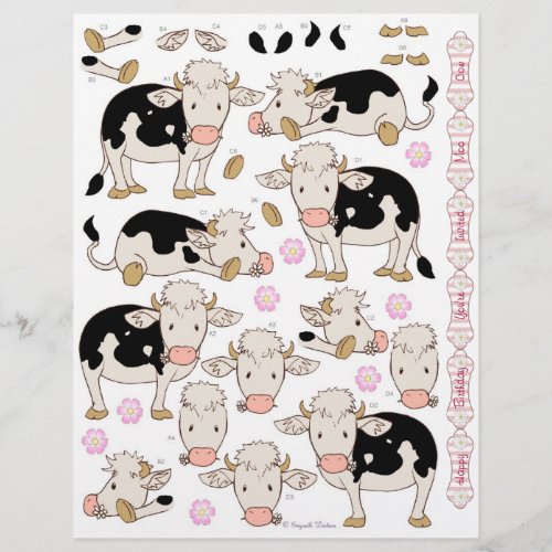 3D Decoupage _ Cute Moo Cow Baby Cows