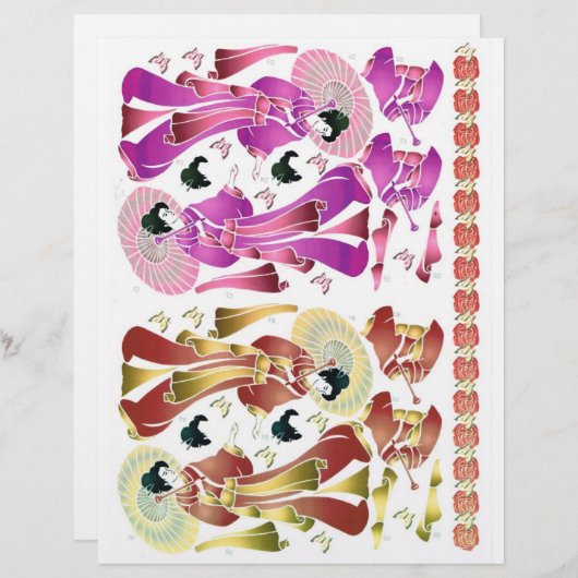 3D decoupage, Romance,  oriental lady (Front/Back)