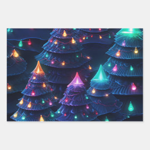3D Delight Christmas Tree & Lights Wrapping Paper Sheets