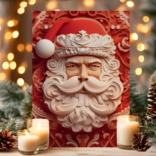 3D Detailed Santa Claus Christmas Holiday Card