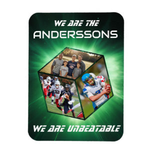 3D dice photocollage in front of bright light Magnet